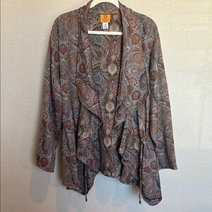Ruby Rd. Paisley Jacket in Blue and Brown 2X